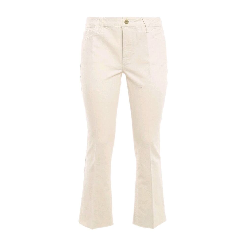 FRAME Le Crop Mini Boot Jeans Ivory Raw Fray Cropped Mid Rise NWT Sz 30 LCMBRF47